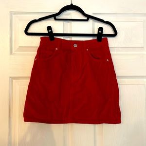 Bright Red Corduroy mini skirt